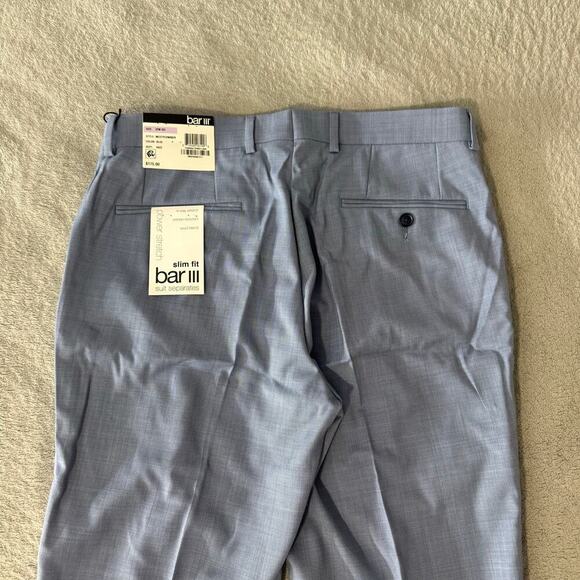 Bar lll Men’s Powerstretch Slim Fit Suit Dress Flat Front Pants, Blue, 32x32 - Picture 9 of 9